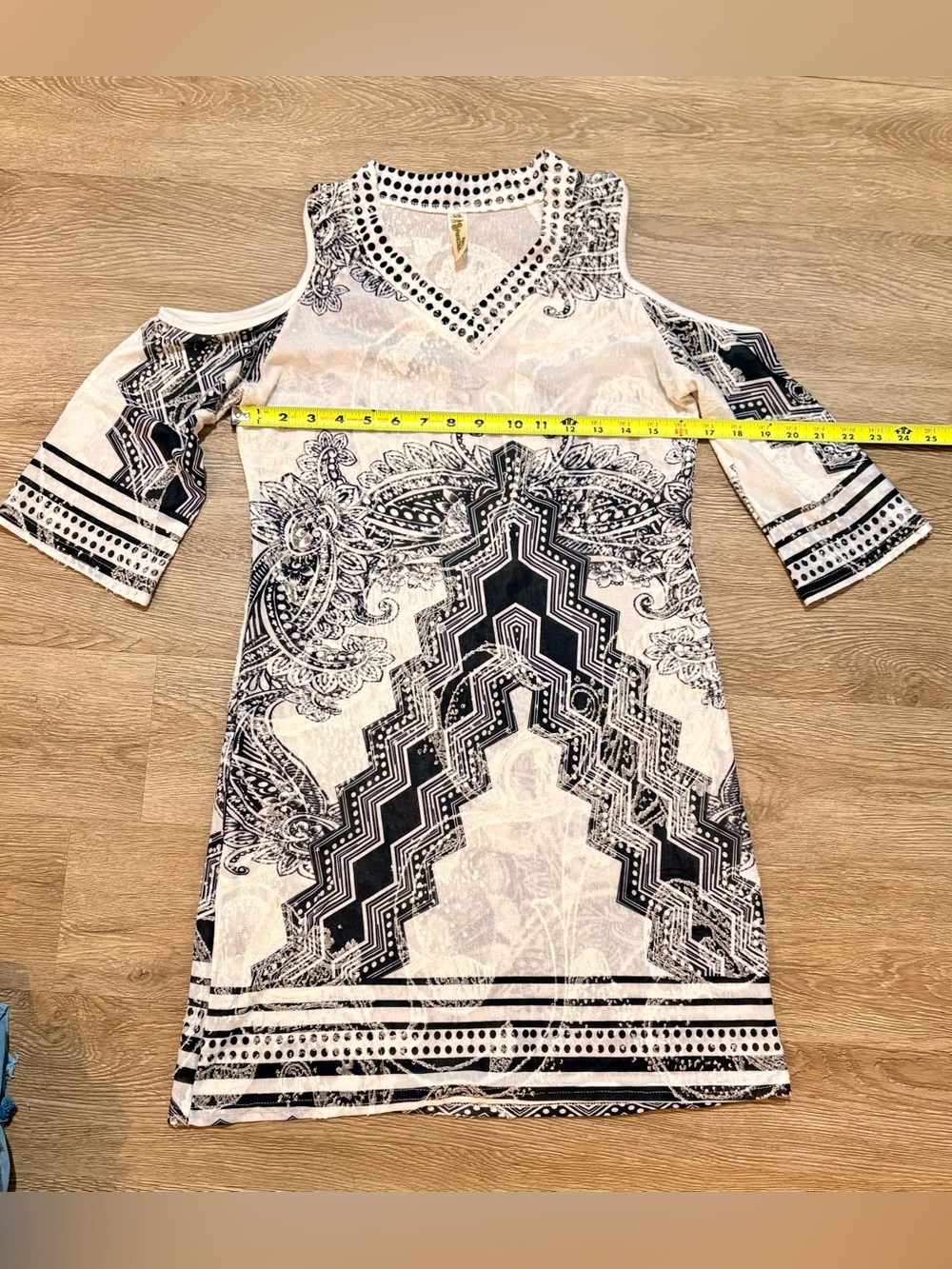 Shoreline Black & White Printed Cold-Shoulder Dress - Women's